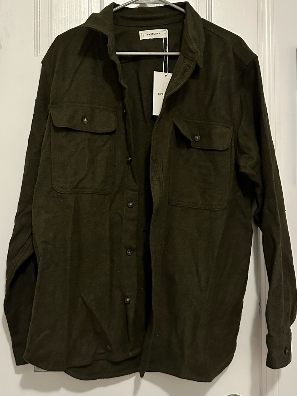 Everlane Men's Olive Military Shirt Jacket. Size XL